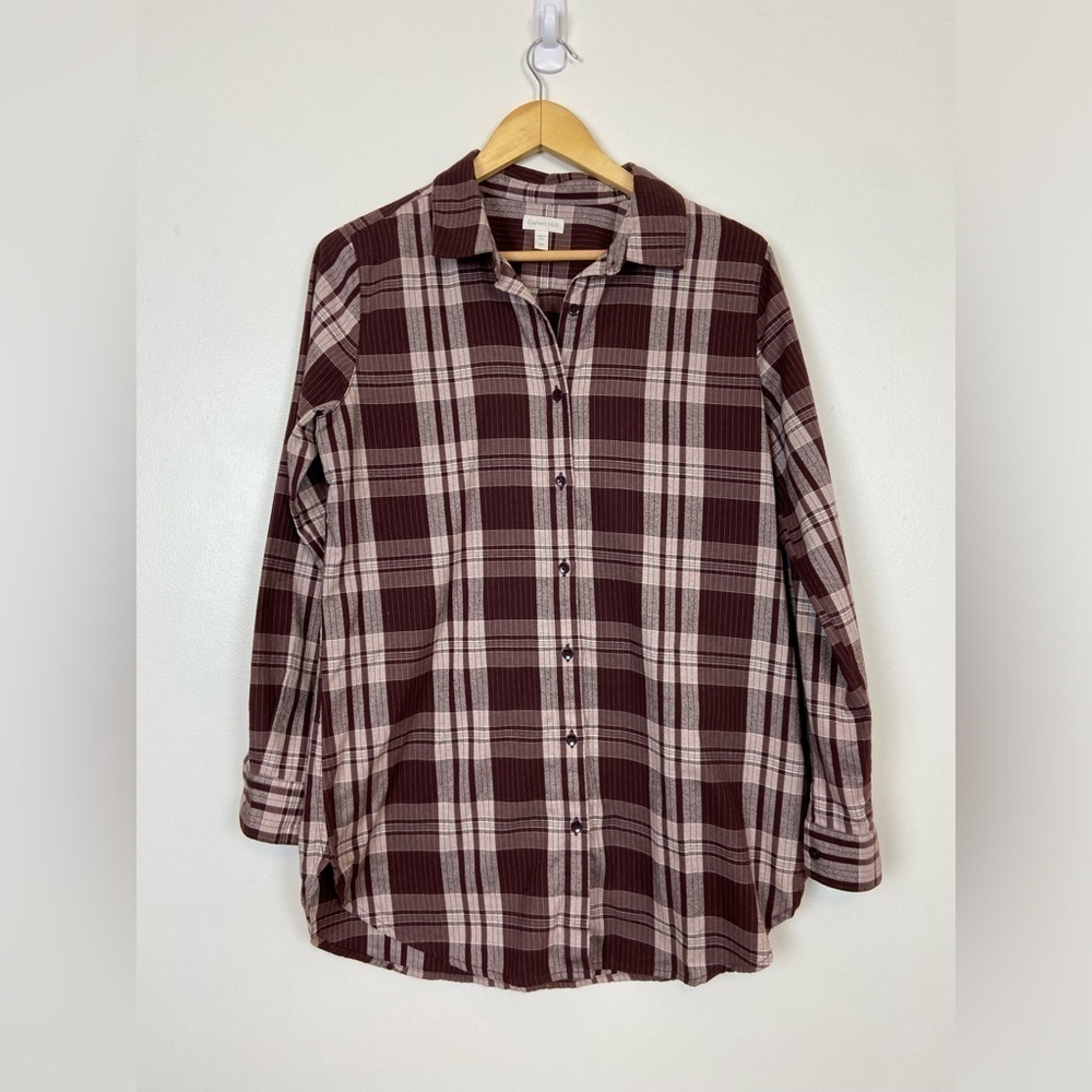 Garnet Hill Essential Long 100% ORGANIC PIMA Cotton Tunic Button Down